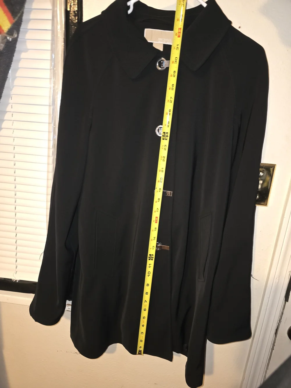 MICHAEL Michael Kors Women’s Medium Black Trench Coat Turn Lock Belted Jacket